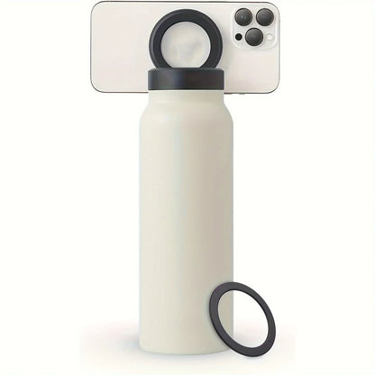 Stainless Steel Water Bottle with Phone Holder - Insulated, Foldable Tripod Stand for Outdoor, Car, Selfie Use - 700Ml