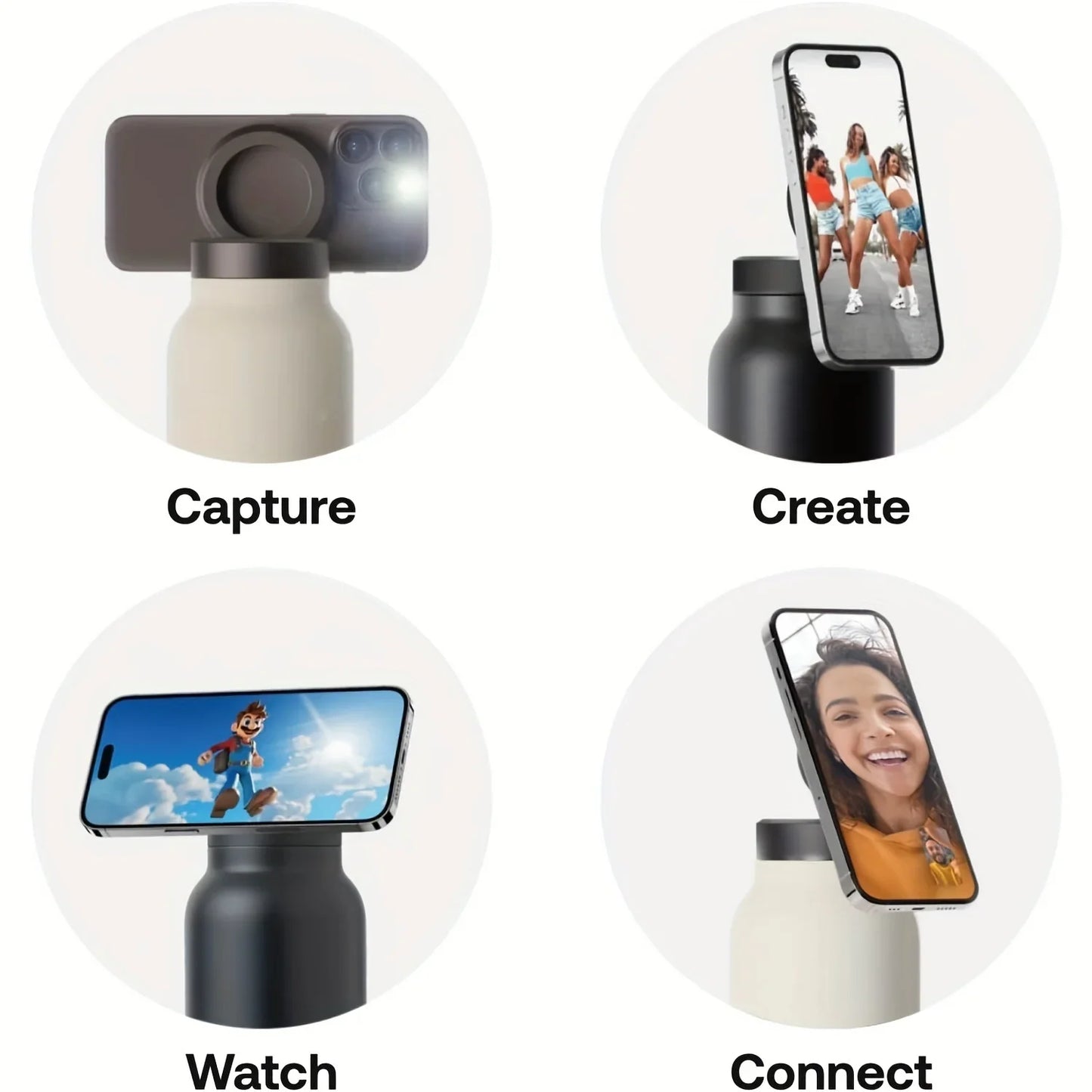 Stainless Steel Water Bottle with Phone Holder - Insulated, Foldable Tripod Stand for Outdoor, Car, Selfie Use - 700Ml