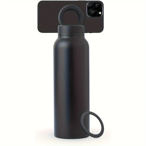 Stainless Steel Water Bottle with Phone Holder - Insulated, Foldable Tripod Stand for Outdoor, Car, Selfie Use - 700Ml